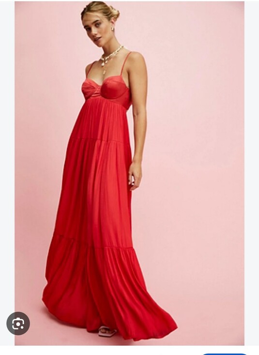 Free People Dresses & Skirts - Free People Freya Red Maxi Dress - Elegant Spaghetti Strap Gown Size Large